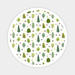 Woodland motifs on white Magnet